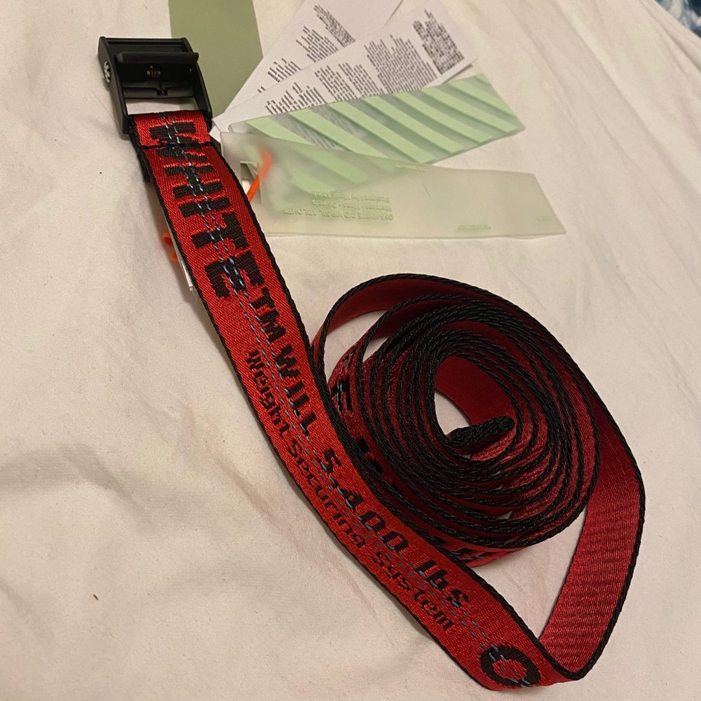 off white red mini industrial belt